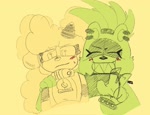 Size: 1979x1519 | Tagged: safe, artist:rndomthing2, lanolin the sheep, surge the tenrec, lesbian, surgolin
