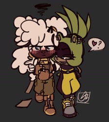 Size: 1259x1405 | Tagged: safe, artist:zomwiwi, lanolin the sheep, surge the tenrec, blushing, lesbian, surgolin