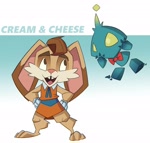 Size: 2048x1951 | Tagged: safe, artist:geekyanimator, cheese (chao), cream the rabbit, chao, duo, female, genderless