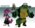 Size: 1342x1095 | Tagged: safe, artist:geekyanimator, charmy bee, espio the chameleon, vector the crocodile, male, trio