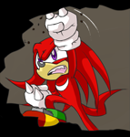 Size: 765x800 | Tagged: safe, artist:tanzillaaaa, knuckles the echidna, echidna, gloves, male, purple eyes, red fur, shoes, solo