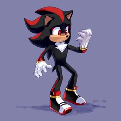 Size: 736x736 | Tagged: safe, artist:solar socks, shadow the hedgehog, hedgehog, black fur, gloves, male, red eyes, red fur, shoes