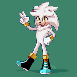 Size: 540x540 | Tagged: safe, artist:solar socks, silver the hedgehog, hedgehog, boots, gloves, grey fur, male, yellow eyes