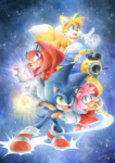 Size: 650x918 | Tagged: safe, artist:finikart, amy rose, knuckles the echidna, miles "tails" prower, sonic the hedgehog