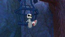 Size: 1366x768 | Tagged: semi-grimdark, artist:undeadponysoldier, sonic the hedgehog, hedgehog, sonic adventure 2, 3d, cage, chao garden, dark chao garden, dead, death, garry's mod, gmod, male, skeleton, solo, sonic's shoes