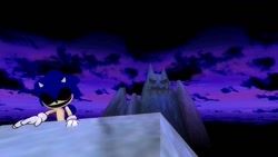 Size: 1366x768 | Tagged: semi-grimdark, artist:undeadponysoldier, sonic the hedgehog, oc, oc:sonic.exe, hedgehog, sonic adventure 2, 3d, blood, creepy, creepypasta, garry's mod, gmod, looking at viewer, majin sonic, male, solo