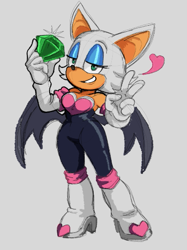 Size: 415x555 | Tagged: safe, artist:dclaretxrevolt, rouge the bat, bat, chaos emerald, solo