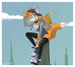 Size: 4000x3556 | Tagged: safe, artist:telosturntable, miles "tails" prower, clothes, hat, solo