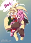 Size: 1623x2278 | Tagged: safe, artist:virginiebl96582, amy rose, bark the polar bear, bear, hedgehog, duo