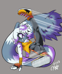 Size: 1066x1275 | Tagged: safe, artist:bluwails, tangle the lemur, lemur, breakdancing, female, solo
