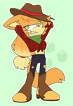 Size: 1422x2048 | Tagged: safe, artist:fieldofcloverz, wolf, applejack, arms behind head, female, mobianified, my little pony, solo