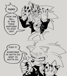 Size: 682x767 | Tagged: safe, artist:scourgefrontier, scourge the hedgehog, hedgehog, comic, dialogue, english text, male, solo