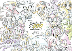 Size: 1024x726 | Tagged: safe, artist:finikart, amy rose, big the cat, blaze the cat, charmy bee, cheese (chao), cream the rabbit, e-123 omega, espio the chameleon, knuckles the echidna, marine the raccoon, mighty the armadillo, miles "tails" prower, ray the flying squirrel, rouge the bat, shadow the hedgehog, silver the hedgehog, sonic the hedgehog, tikal, vector the crocodile