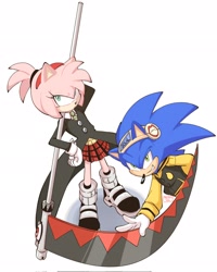 Size: 1638x2048 | Tagged: safe, artist:arantarisu_yamu, amy rose, sonic the hedgehog, soul eater