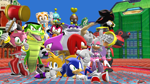 Size: 640x360 | Tagged: safe, artist:bunglescrungle, amy rose, big the cat, charmy bee, cream the rabbit, e-123 omega, espio the chameleon, knuckles the echidna, miles "tails" prower, rouge the bat, shadow the hedgehog, sonic the hedgehog, vector the crocodile, mmd