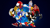 Size: 640x360 | Tagged: safe, artist:bunglescrungle, knuckles the echidna, miles "tails" prower, robotnik, rouge the bat, shadow the hedgehog, sonic the hedgehog, sonic adventure 2, 3d, abstract background, group, mmd