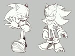 Size: 1000x746 | Tagged: safe, artist:scourgefrontier, shadow the hedgehog, sonic the hedgehog, hedgehog, gloves, male, shoes