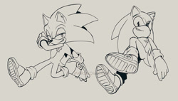 Size: 1188x673 | Tagged: safe, artist:scourgefrontier, sonic the hedgehog, hedgehog, gloves, male, shoes, socks