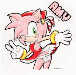 Size: 445x438 | Tagged: suggestive, artist:misshiirin, amy rose, female, panties, solo