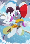 Size: 1825x2649 | Tagged: suggestive, artist:bigdon_92, tangle the lemur, lemur, beach, bikini, breasts, female, solo