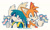Size: 1484x905 | Tagged: safe, artist:sonicpridecorner, kit the fennec, miles "tails" prower, achillean, achillean pride, ask response, blue tongue, blushing, cute, duo, flag, gay, kit x tails, looking at viewer, pride, pride flag, shipping, simple background, smile, t4t, trans male, trans pride, transgender, white background