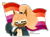 Size: 1525x1124 | Tagged: safe, artist:sonicpridecorner, whisper the wolf, cute, eyes closed, flag, holding something, lesbian, lesbian pride, lesbian whisper, one fang, outline, pride, pride flag, simple background, smile, solo, transparent background