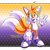 Size: 1500x1500 | Tagged: safe, artist:sonicpridecorner, miles "tails" prower, abstract background, border, cute, limited palette, looking at viewer, nonbinary, nonbinary pride, one fang, outline, pride, pride flag background, signature, smile, solo, solo nonbinary, standing, star (symbol), v sign