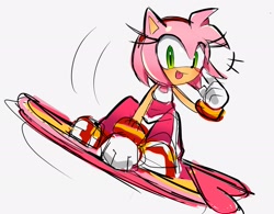 Size: 2047x1593 | Tagged: safe, artist:_uomee, amy rose, 2025, amybetes, blushing, cute, extreme gear, looking at viewer, riders outfit, simple background, sketch, smile, solo, sonic riders, tongue out, white background