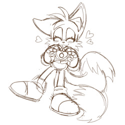 Size: 1500x1500 | Tagged: safe, artist:sonicpridecorner, miles "tails" prower, 2025, :3, blushing, cute, eyelashes, eyes closed, heart, heart hands, intersex, intersex pride, line art, monochrome, nonbinary, sketch, smile, solo, standing, tailabetes