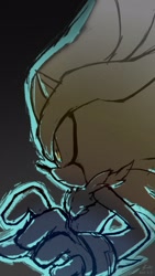 Size: 900x1600 | Tagged: safe, artist:kinakoham, silver the hedgehog, 2025, frown, gradient background, looking offscreen, signature, solo