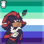 Size: 600x600 | Tagged: safe, artist:graves-yard, shadow the hedgehog, arms folded, frown, gay, icon, mlm pride, pride, pride flag, pride flag background, solo