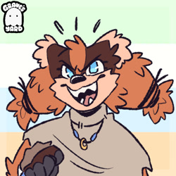 Size: 600x600 | Tagged: safe, artist:graves-yard, sticks the badger, icon, looking at viewer, pride, pride flag, pride flag background, smile, solo, unlabelled, unlabelled pride