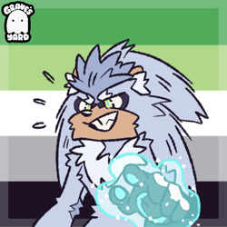 Size: 600x600 | Tagged: safe, artist:graves-yard, silver the hedgehog, aromantic, aromantic pride, icon, pride, pride flag, pride flag background, smile, solo