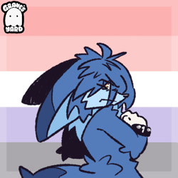 Size: 600x600 | Tagged: safe, artist:graves-yard, kit the fennec, cupioromantic, cupioromantic pride, eye clipping through hair, frown, icon, looking at viewer, pride, pride flag, pride flag background, solo