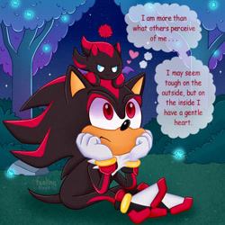 Size: 894x894 | Tagged: safe, artist:faelingmagic, shadow the hedgehog, chao, shadow chao