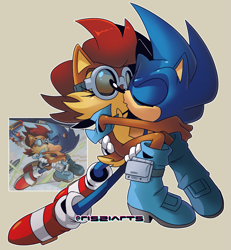 Size: 1397x1513 | Tagged: safe, artist:risziarts, sally acorn, sonic the hedgehog, kiss on lips, sally x sonic