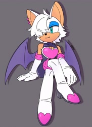 Size: 2987x4096 | Tagged: safe, artist:nikkikaji, rouge the bat, alternate hairstyle, earring, solo female