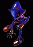 Size: 1478x2048 | Tagged: safe, artist:draivysand, metal sonic, black background, black sclera, lineless, looking at viewer, robot, simple background, solo