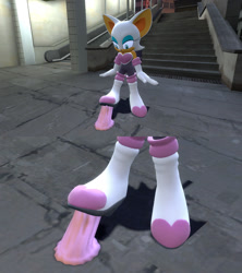 Size: 1280x1440 | Tagged: safe, artist:tailsshoes2020, rouge the bat, 3d, boots, bubblegum, chewing gum, close-up, feet fetish, fetish, gmod, gum, high heels, shoes, solo, stepping, street, stuck