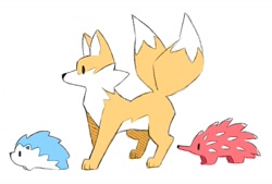 Size: 1067x721 | Tagged: safe, artist:pauldrawsart, knuckles the echidna, miles "tails" prower, sonic the hedgehog, 2025, animalified, flat colors, literal animal, looking offscreen, simple background, team sonic, trio, white background