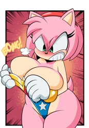 Size: 829x1200 | Tagged: suggestive, artist:grimphantom, amy rose, big breasts, thick thighs, thunder thighs, wide hips