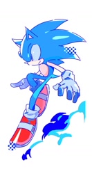 Size: 794x1493 | Tagged: safe, artist:mugua_0, sonic the hedgehog, 2025, cute, looking offscreen, simple background, smile, solo, white background