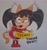 Size: 1915x2048 | Tagged: safe, artist:honeycrossworld, honey the cat, cat, 2025, english text, eyes closed, female, flag, holding something, mouth open, one fang, open mouth, open smile, smile, solo, standing, traditional media