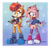 Size: 900x867 | Tagged: safe, artist:angiethecat, amy rose, nicole the hololynx, sally acorn, sonic the hedgehog, chipmunk, hedgehog, lynx, squirrel, archie sonic the hedgehog, female, male, pouch