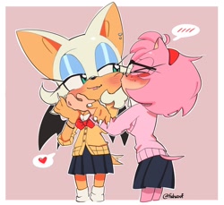 Size: 2180x1996 | Tagged: safe, artist:fishsoof, amy rose, rouge the bat, rouge x amy