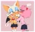 Size: 2180x1996 | Tagged: safe, artist:fishsoof, amy rose, rouge the bat, alternate outfit, blushing, duo, freckles, kiss on cheek, lesbian, rougamy, rouge x amy, shipping