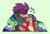 Size: 1041x714 | Tagged: safe, artist:sonicpridecorner, bird, 2025, arm around shoulders, blushing, don the rooster, don x nite, duo, eyes closed, flag, gay, gay pride, green eyes, heart, holding something, mlm pride, mouth open, nite the owl, open smile, pride, pride flag, shipping, simple background, smile