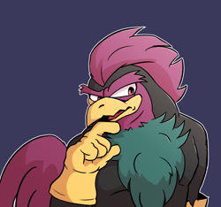Size: 2048x1918 | Tagged: safe, artist:dragon-crime, 2025, don the rooster, gradient background, looking offscreen, missing accessory, mouth open, outline, solo