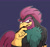 Size: 2048x1918 | Tagged: safe, artist:dragon-crime, 2025, chicken, don the rooster, gradient background, looking offscreen, male, missing accessory, mouth open, outline, solo