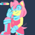 Size: 400x400 | Tagged: safe, artist:hedgester, amy rose, hedgehog, 2021, blue background, blushing, female, limited palette, looking at viewer, signature, simple background, smile, solo, standing on something